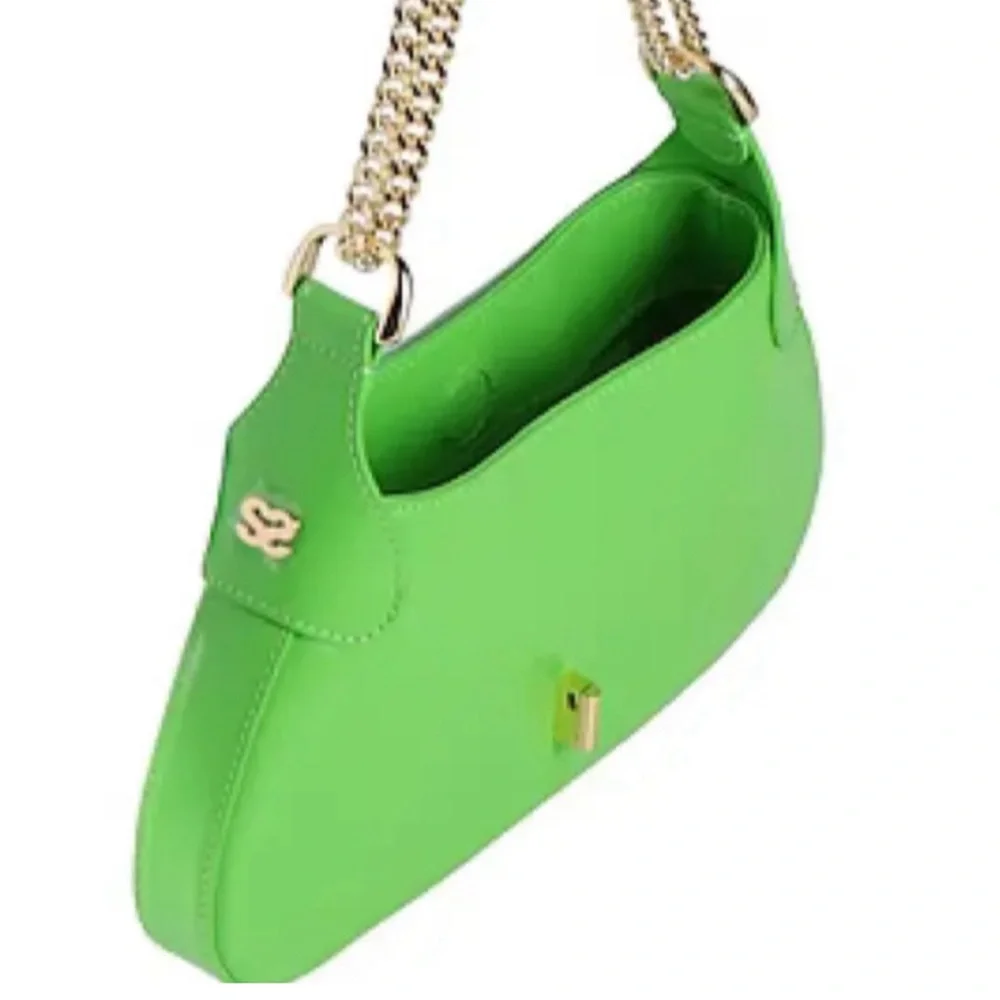 Sandro Sweet Janet Chain Shoulder Bag Vert Pomme Green Apple Small Purse NWT - Picture 3 of 7